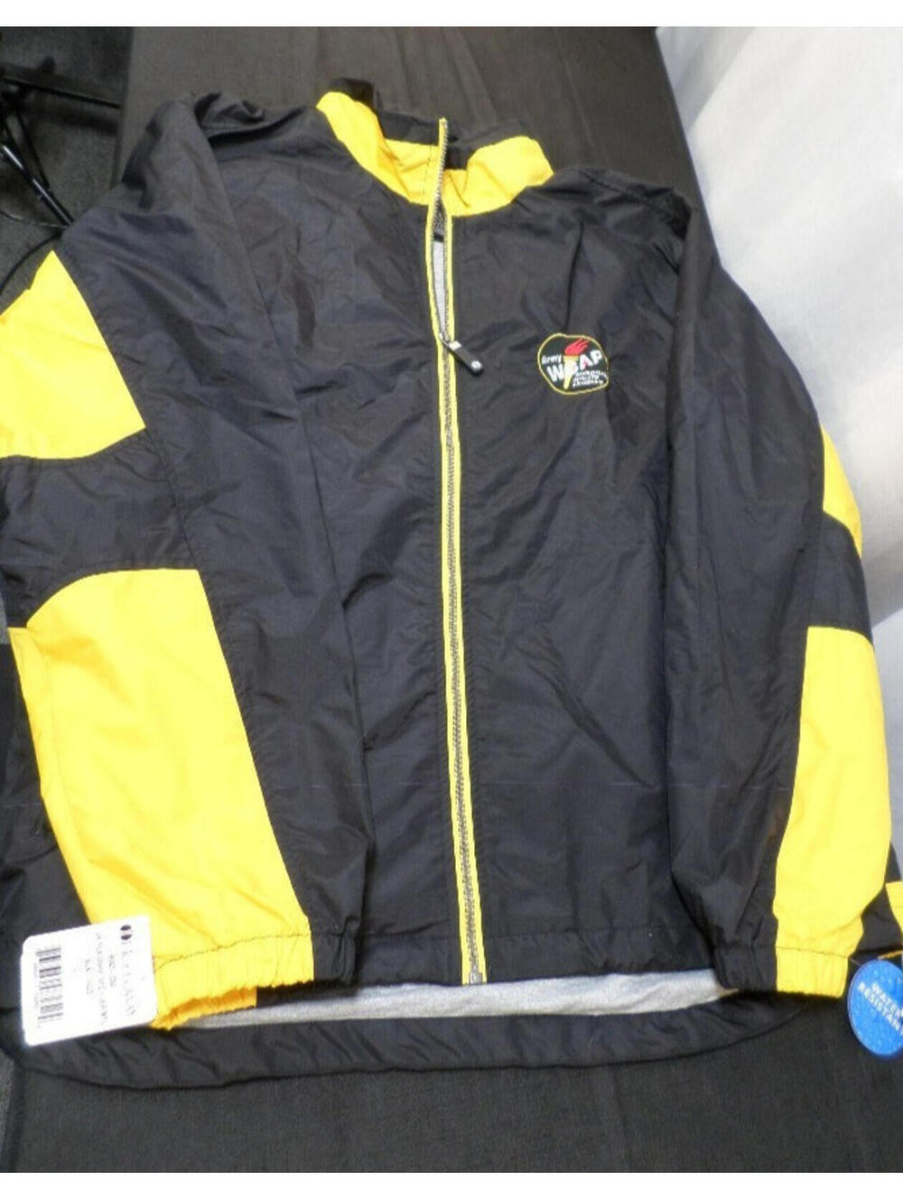 NEW HOLLOWAY US ARMY WCAP FULL ZIP WATER RESIST BLACK & YELLOW JACKET SIZE LARGE